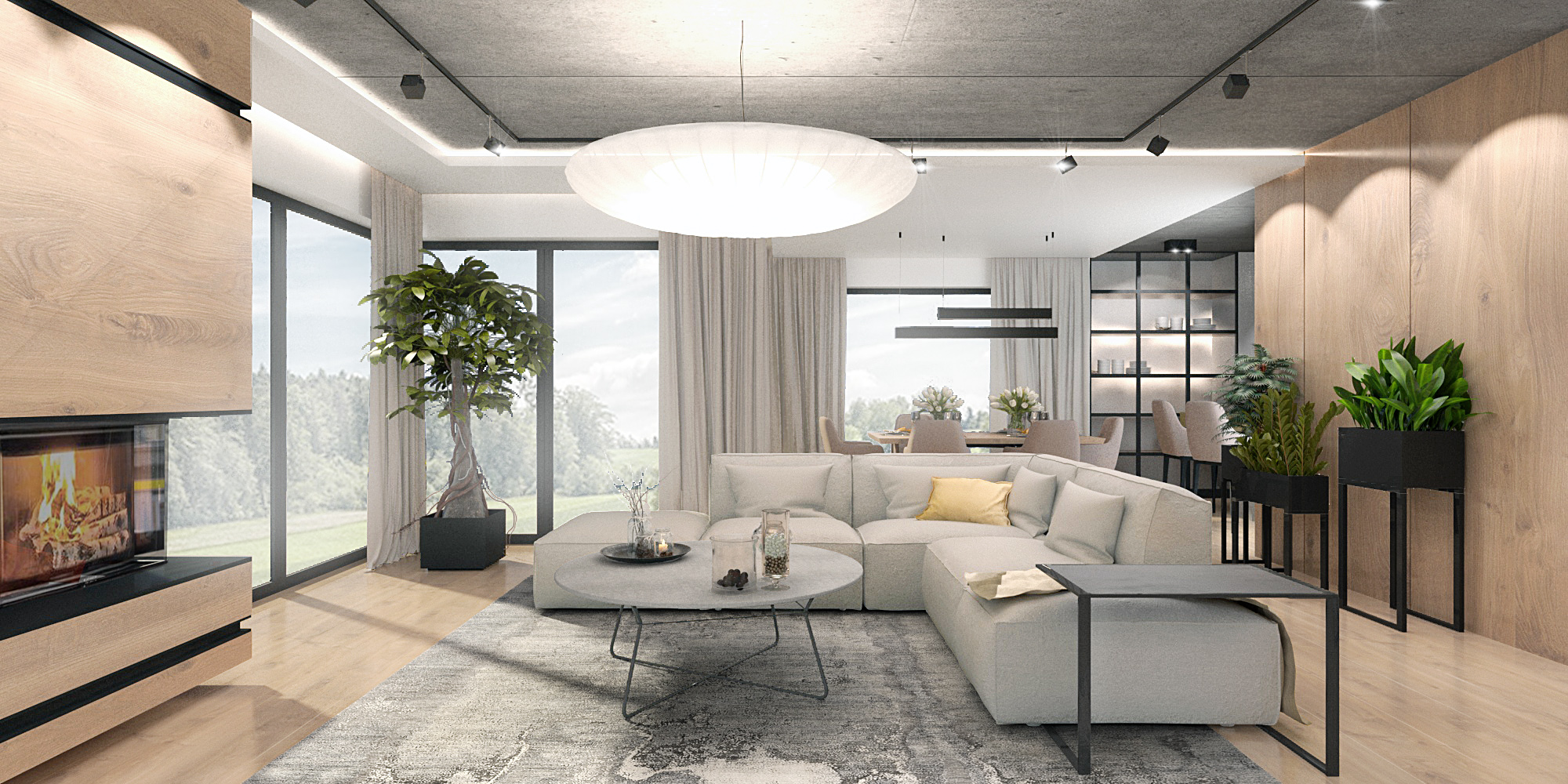 12 Salon z kominkiem