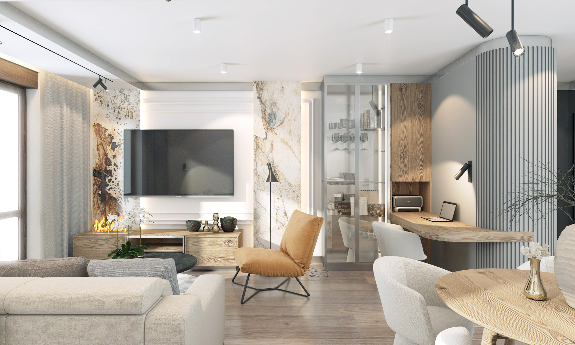 camera_1 pokój wypoczynkowy z witryną szklaną