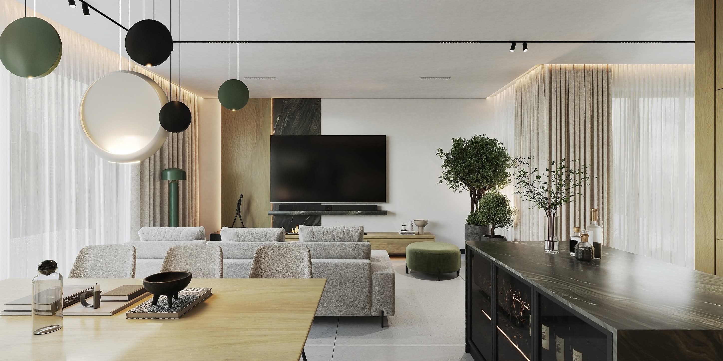 jadalnia z salonem i tv