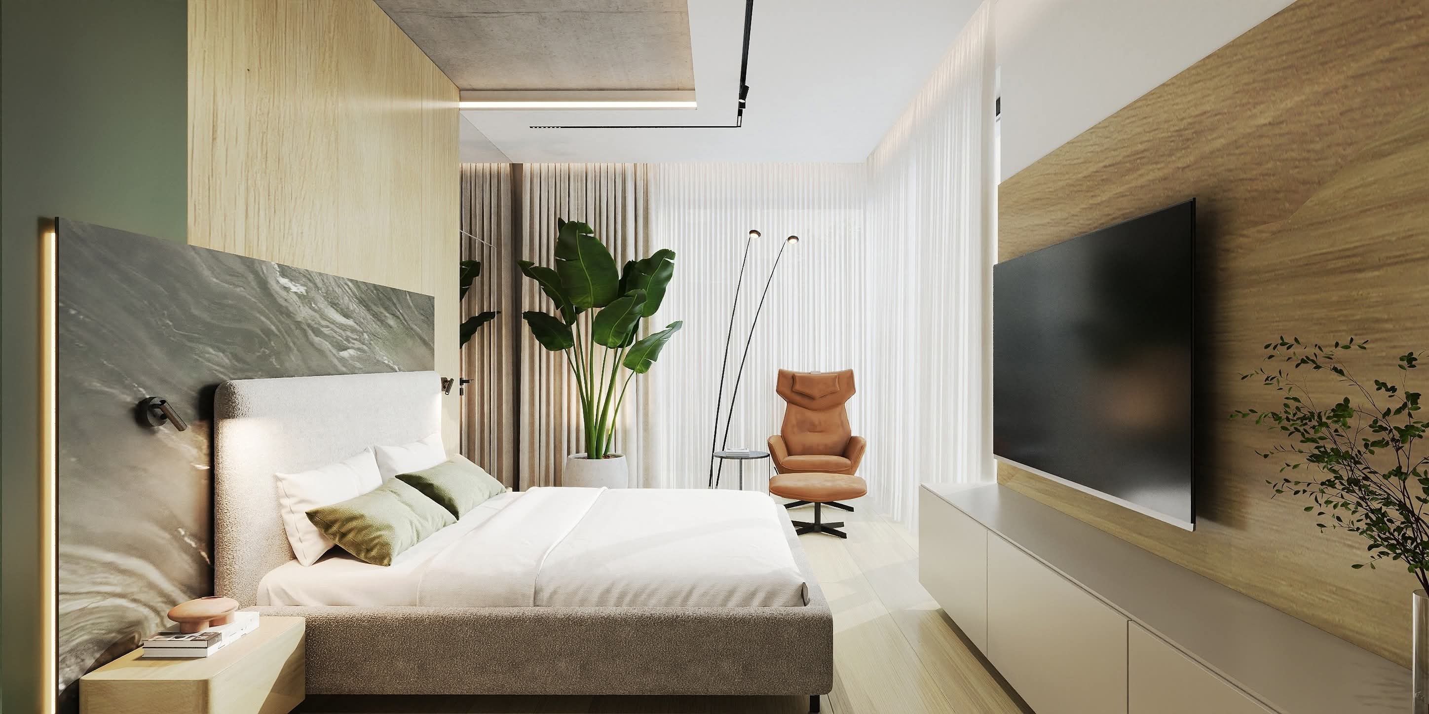 łóżko w sypialni i kwitek