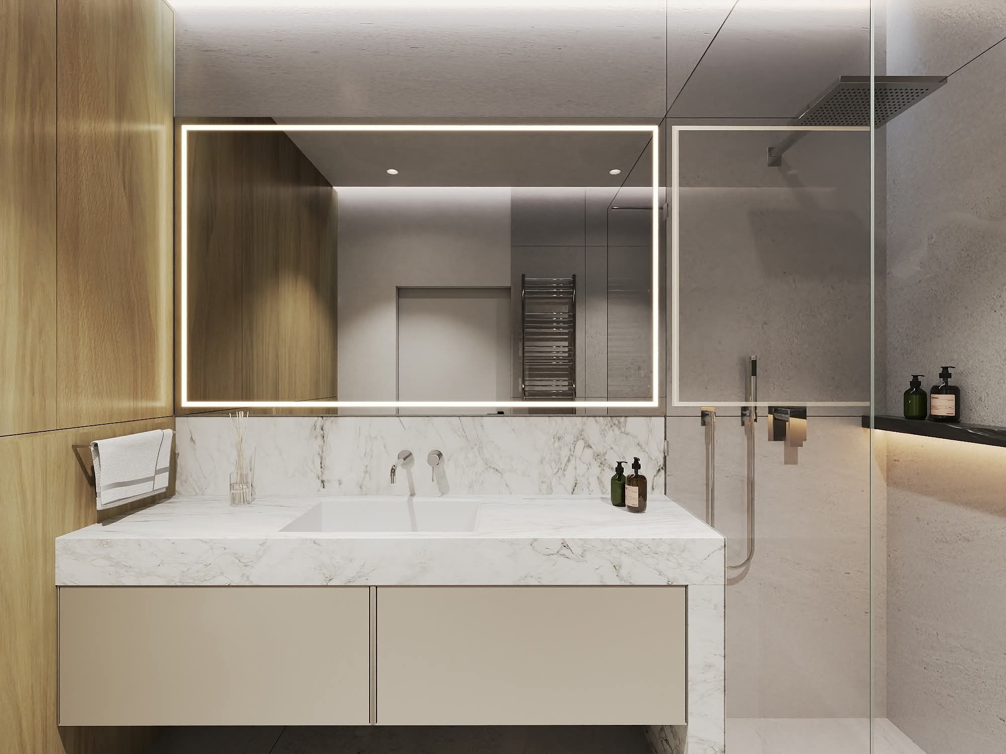 lustro i zlew w łazience