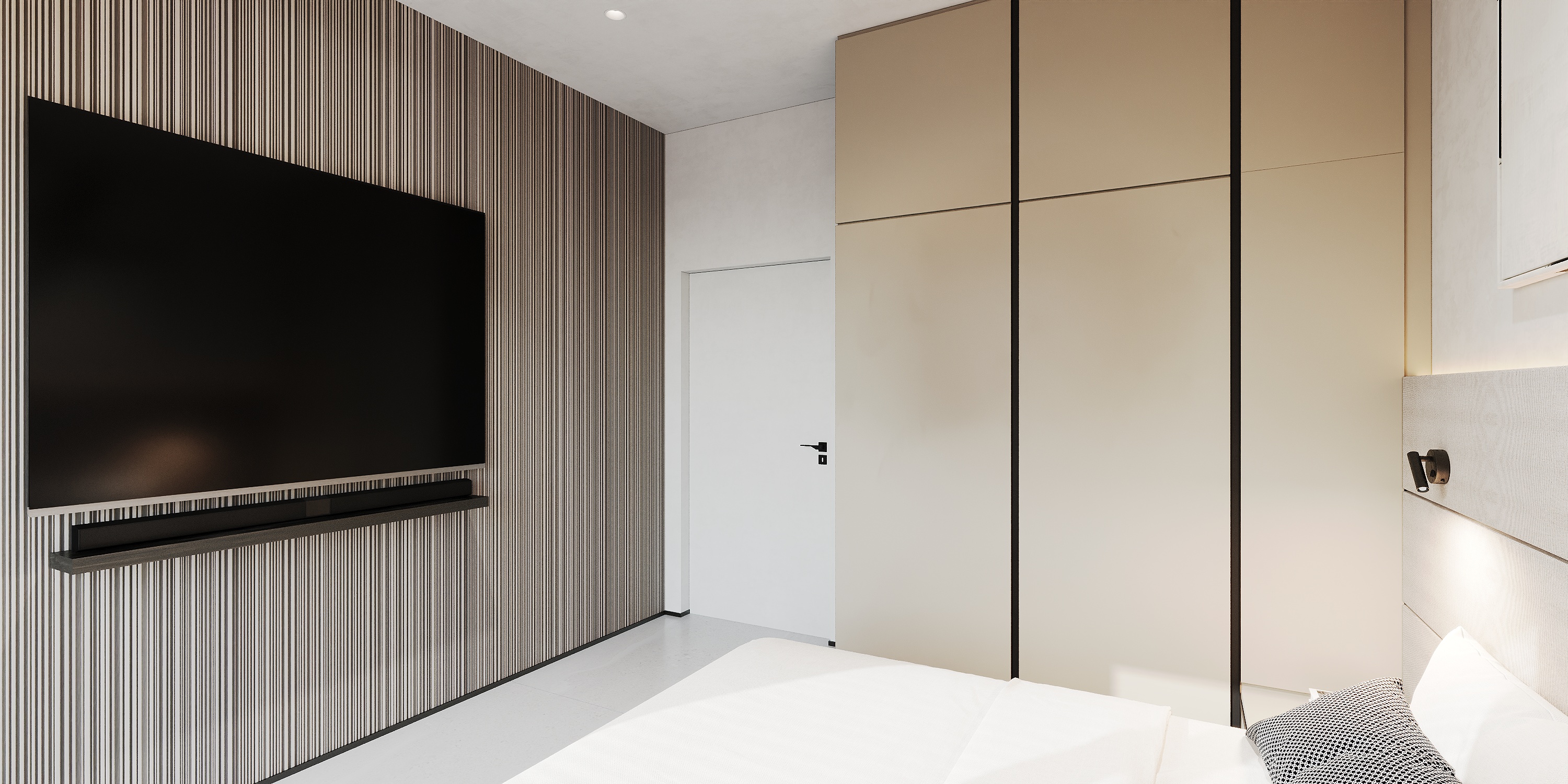 salon z tv i drzwiami wejściowymi