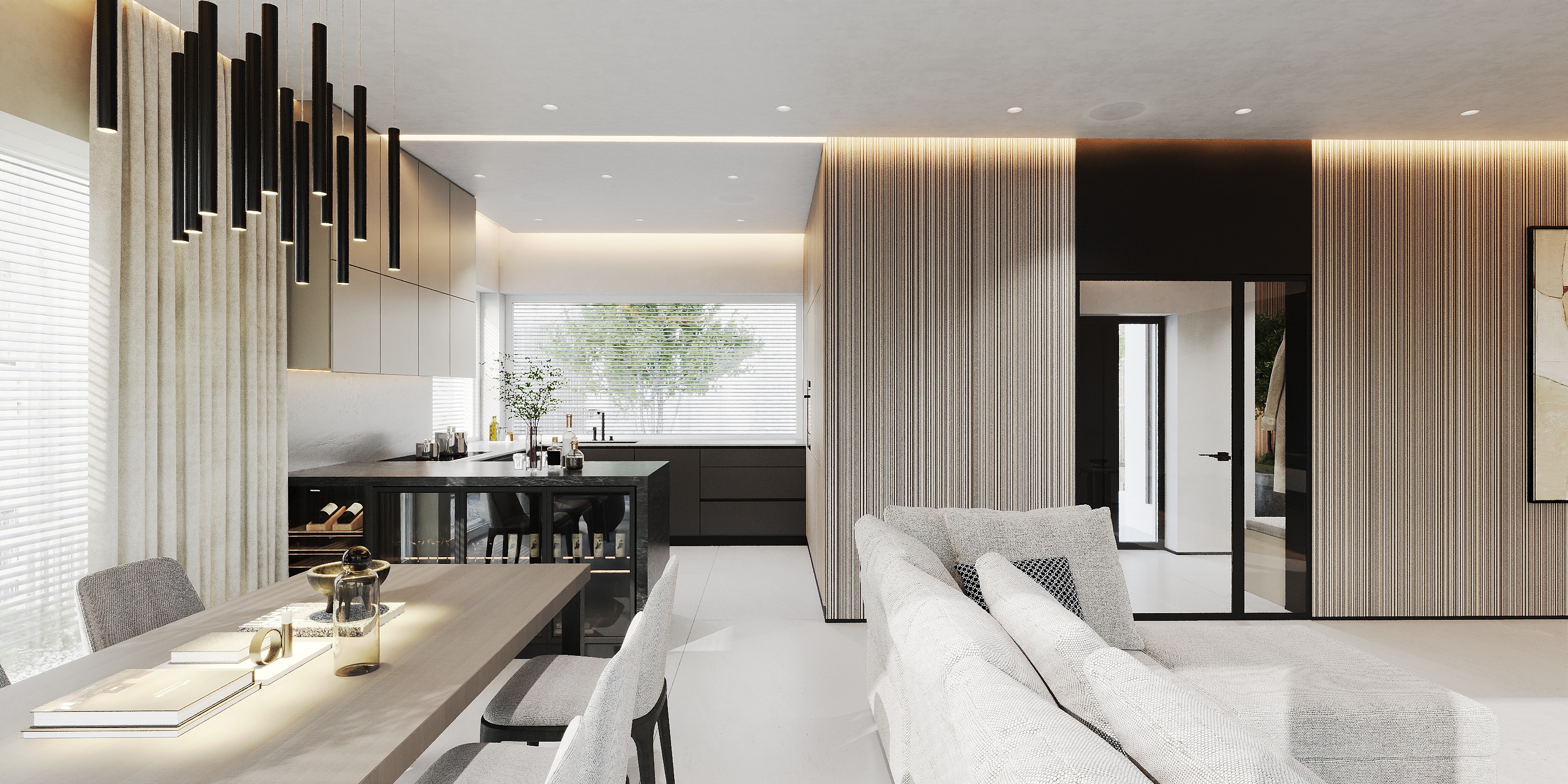 architekt wnętrz w Warszawie WIUMI pokazuje salon projektu minimalistyczny