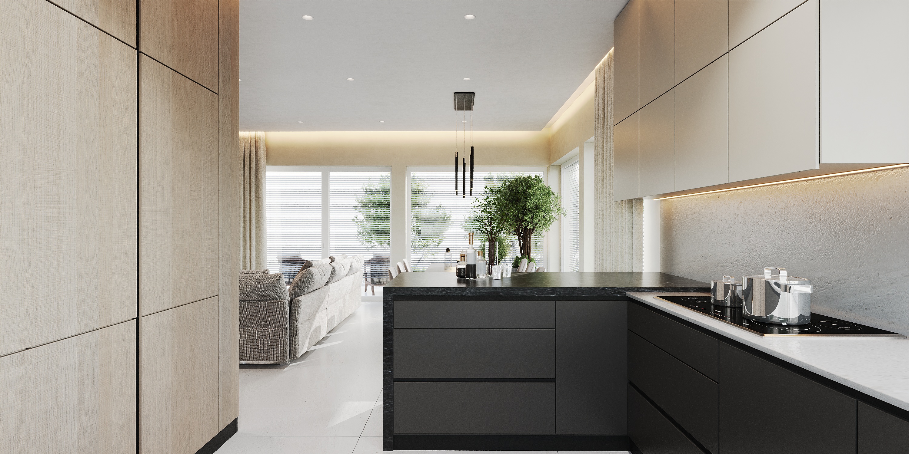 kuchnia z wyspą boczną